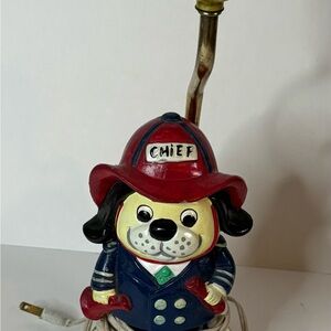 Vintage Firefighter Dog Table Lamp Room Decor Boys Room